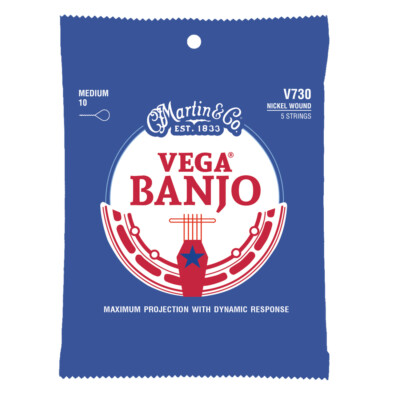 Martin V730 Vega Banjo Strings Nickel/Steel Alloy 5-String Medium 10-23