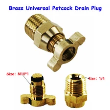 Brass Universal Petcock Drain Plug For Fit Radiator NPT 1/4-18 bsp 1/4" USA