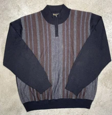 50% Wool Sweater Large 1/4 Zip Mock Neck Kinloch Anderson Scotland Men’s