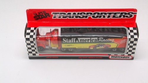 Matchbox Super Stars Transporters NASCAR #74 Staff America Racing 1993 Semi NIB - Picture 2 of 6