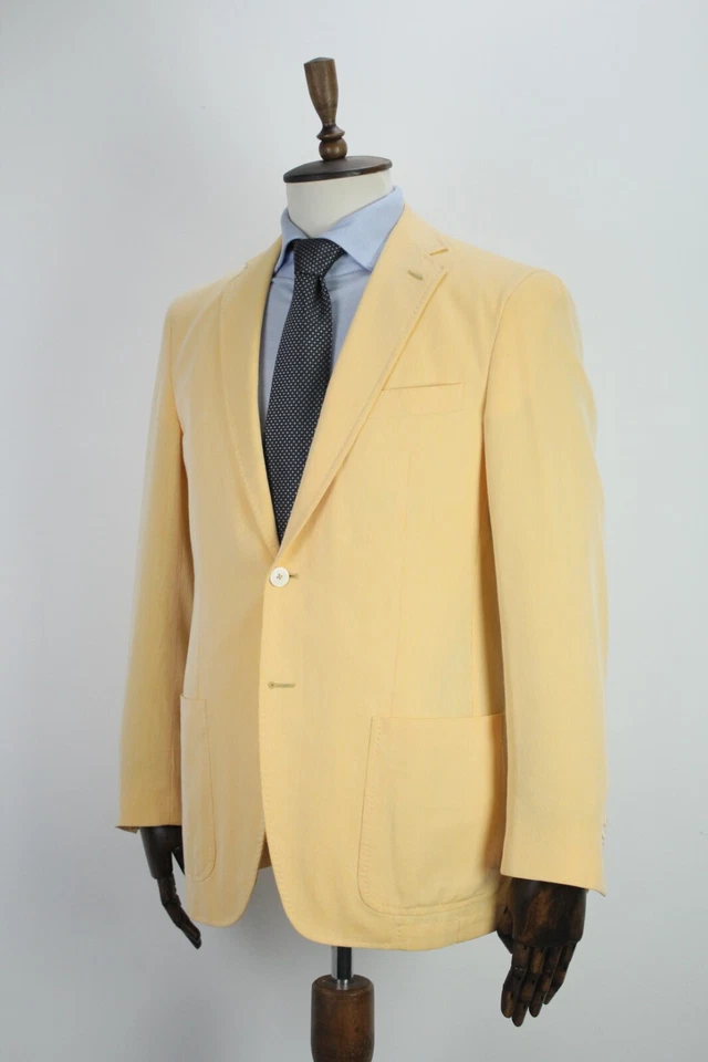 Abrigo Blazer Chaqueta Deportivo a Rayas Amarillo ALGODÓN PURO PAL ZILERI 50IT 40US/UK Foto 3 de 4
