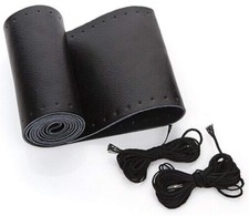 Leather Steering Wheel Cover Lace Up, Stitch On Wrap, Universal Fit 13-20 inch