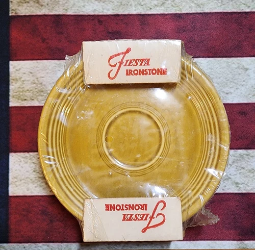 Set/2 Fiesta Ironstone Saucers in Antique Gold | Fiestaware Original Packaging