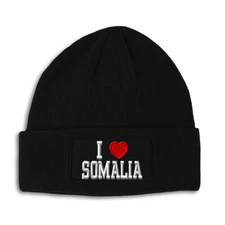 Patch Beanie for Men & Women I Love Somalia Winter Hats Acrylic Skull Cap Hats