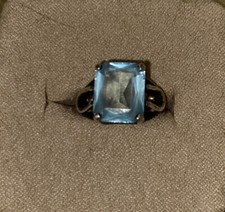 Vtg Sterling Silver Blue Topaz Ring