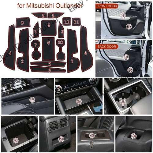 Ftis 2022-24 Mitsubishi Outlander Rubber Non-Slip Gate Slot Cup Mats Accessories - Foto 3 di 19