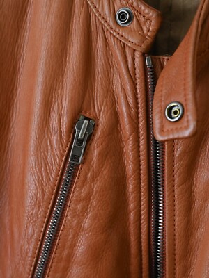 Maison Martin Margiela 5 Zip Leather Moto Jacket Brown 50 Large | eBay
