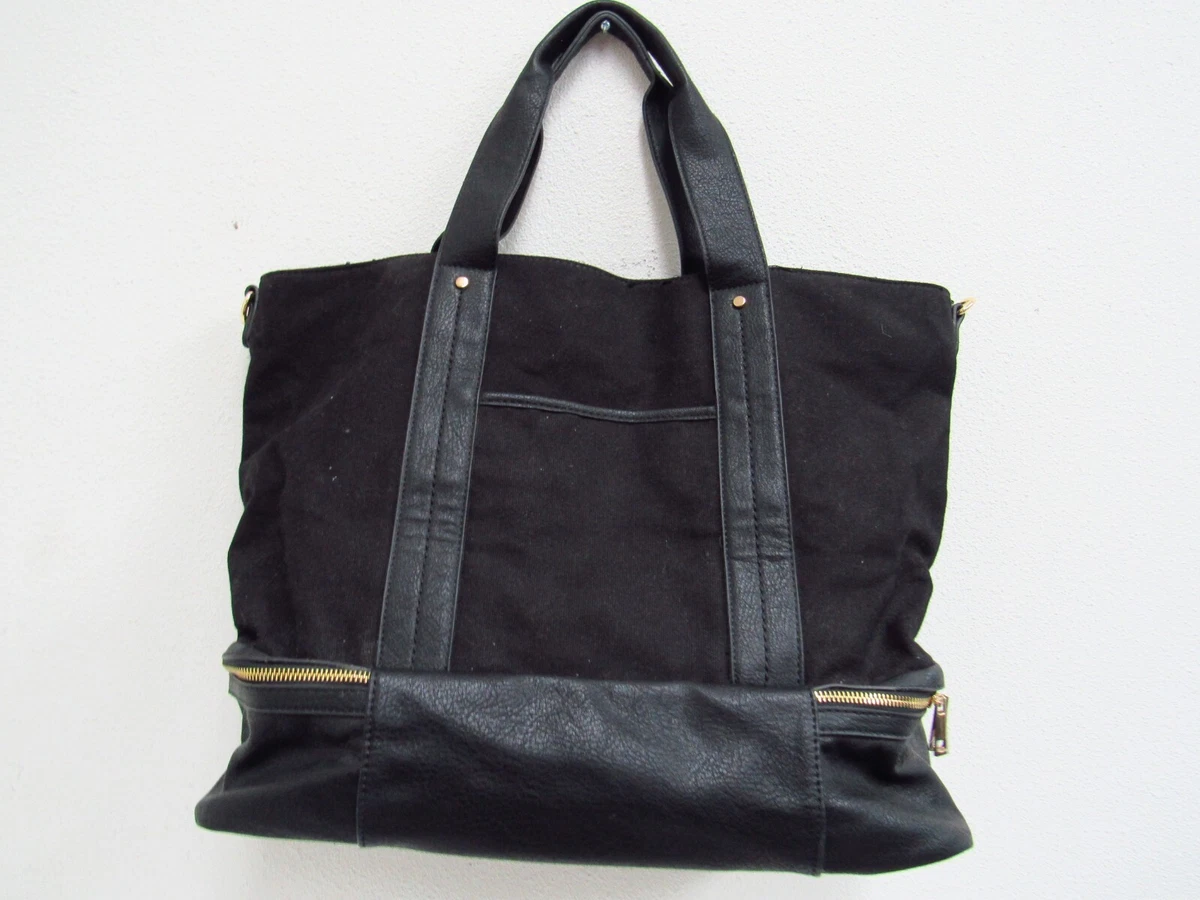 Sole Society Women's Black Cotton Canvas Weekender Duffle Bag w Crossbody  Strap | eBay