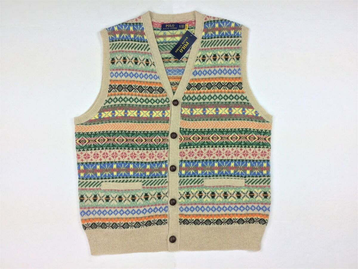 Polo Ralph Lauren Men VTG 100% Wool Preppy Fair Isle Vest Polo Ralph Lauren Men VTG 100% Wool Preppy Fair Isle Vest