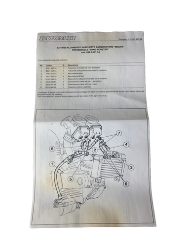 Mikuni Carburetor Heating Kit Ducati Monster 900 CD 69920411A - Picture 10 of 11