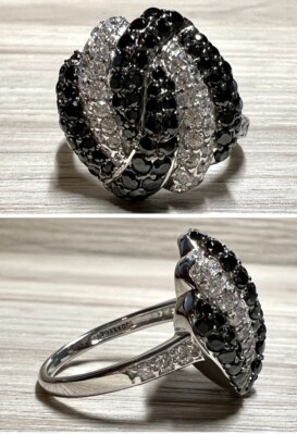 Designer Signed Jean Dousset (JD) Sterling Silver Pave Set Spinel CZ Ring 