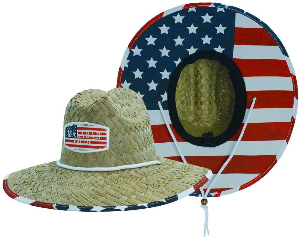 American Flag Fabric Pattern Print Straw Sunhat Men & Women, Lifeguard