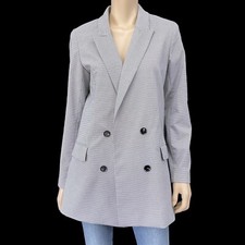 Rachel Zoe Blazer Women Medium Black Long Sleeve Houndstooth Open Lined NWT