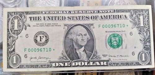$2017 ONE DOLLARS $ FRN FEDERAL RESERVE*STAR NOTES*(( Very Low Print ))