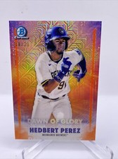 2021 Bowman Chrome Hedbert Perez Dawn of Glory Orange Ref Mojo 18/25 Brewers