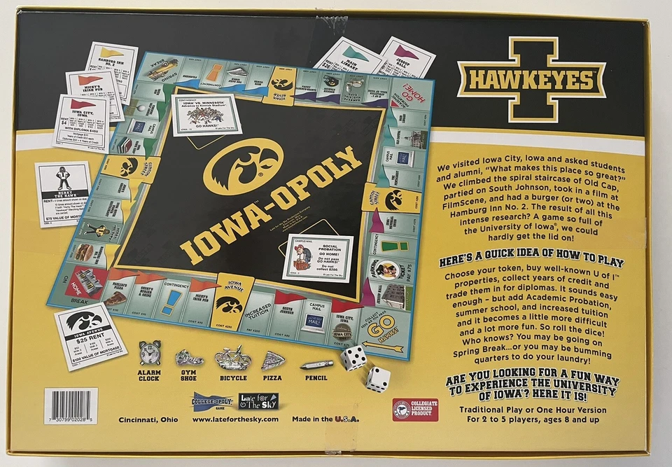 Iowa-Opoly University Of Iowa Hawkeyes Board Game College Monopoly New - Image 4 of 4