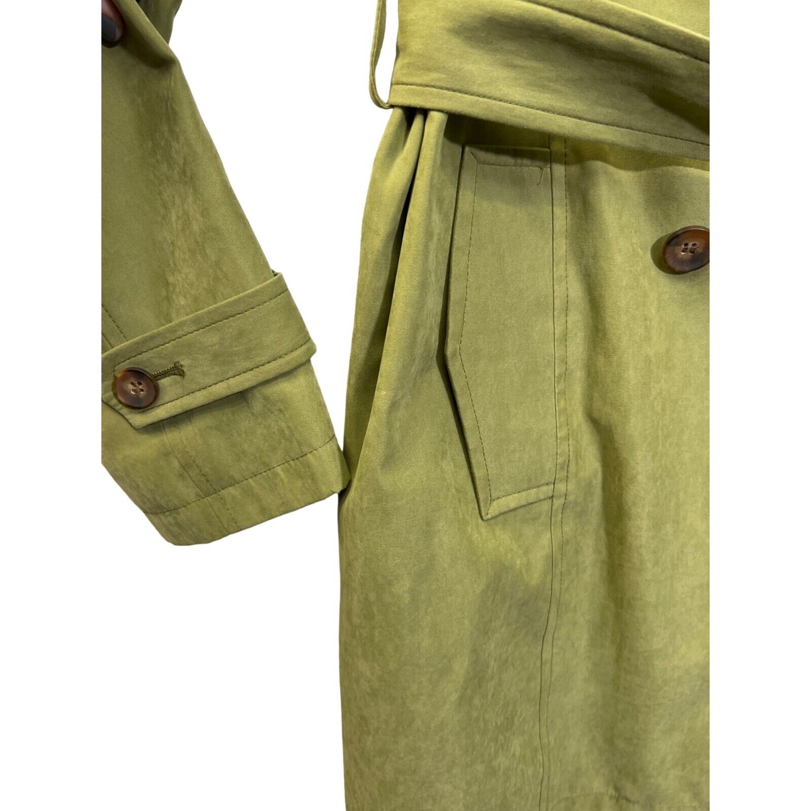 Utex Design Olive Green Suede Feel Trench Coat - image 4