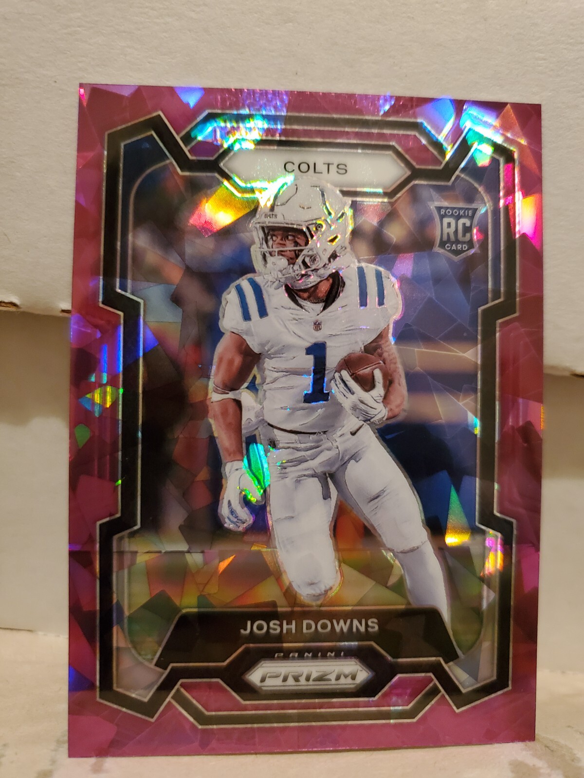 Josh Downs 2023 Panini Prizm #345 Purple Cracked Ice Prizm /225 Rookie