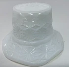 Vintage Milk Glass Toothpick Holder Pressed Glass Daisies Ruffled Brim Taiwan
