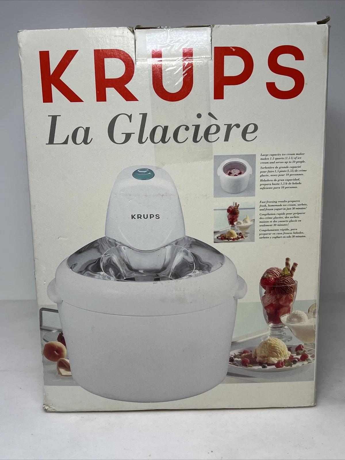 Krups La Glaciere Ice Cream Sorbet Maker Model 358 White - New