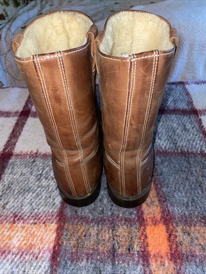 Blonde Men’s Vintage 70s Tan Leather Sherpa Lined  Ankle Boots, size 11 VINTAGE 70s TIMBERLAND Size 7 Sherpa Lined Leather Ranch  main image 4