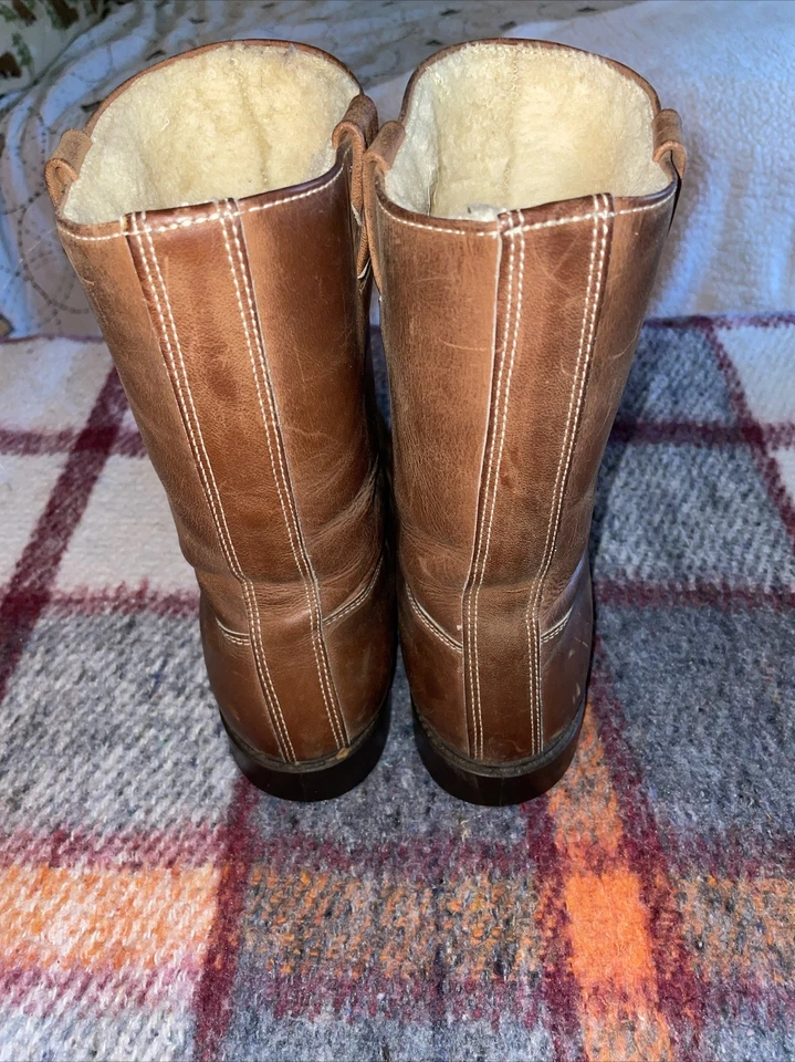 Botas de motociclista de rancho de cuero forradas Sherpa Timberland vintage años 70 talla 7 #11297 Foto 4 de 4