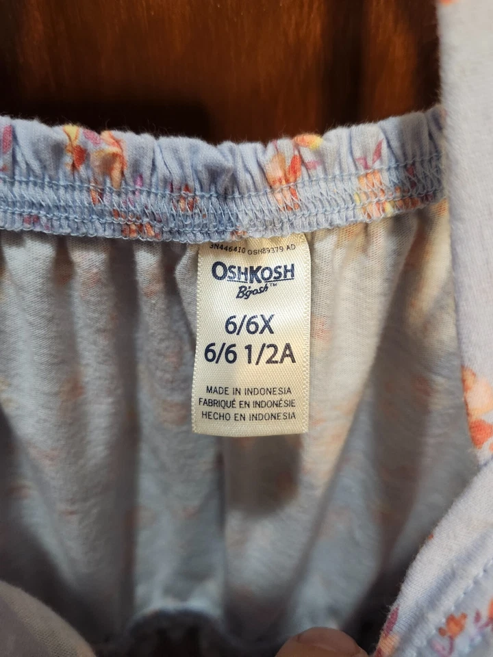 Vestido de verano para niña OshKosh b'Gosh azul estampado melocotón talla/talla 6/6x o 6 1/2A Foto 4 de 4