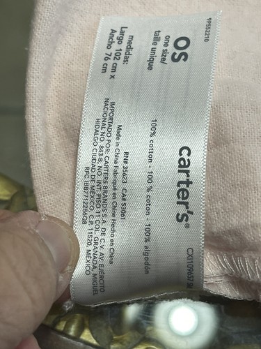 Carters Peach Receiving Blanket Cotton Flannel Swaddle Security - Picture 2 of 9