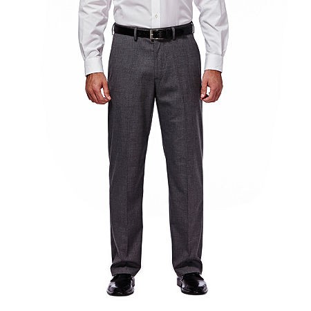Haggar Mens Classic fit Dress Pants 42 30 Charcoal Grey Solid Stretch 6390₽