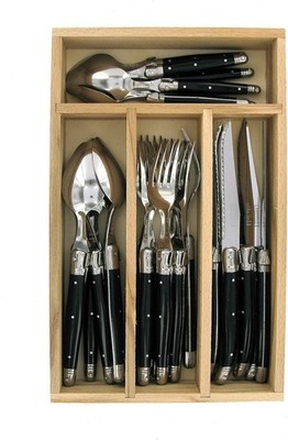 Laguiole Andre Verdier 6 Steak Knives in a Wood Box Flatware Set