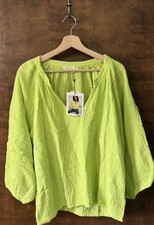 Nation LA Women’s Size L Lime Gauze Flowy Relaxed Shirt Made In USA NWT
