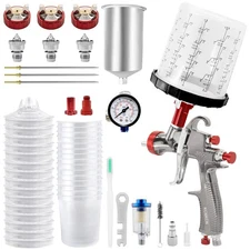 R500 Lvlp Air Spray Gun W/1.3/1.7/2.0mm Nozzle 10PCS 650ml Disposable Paint Cups