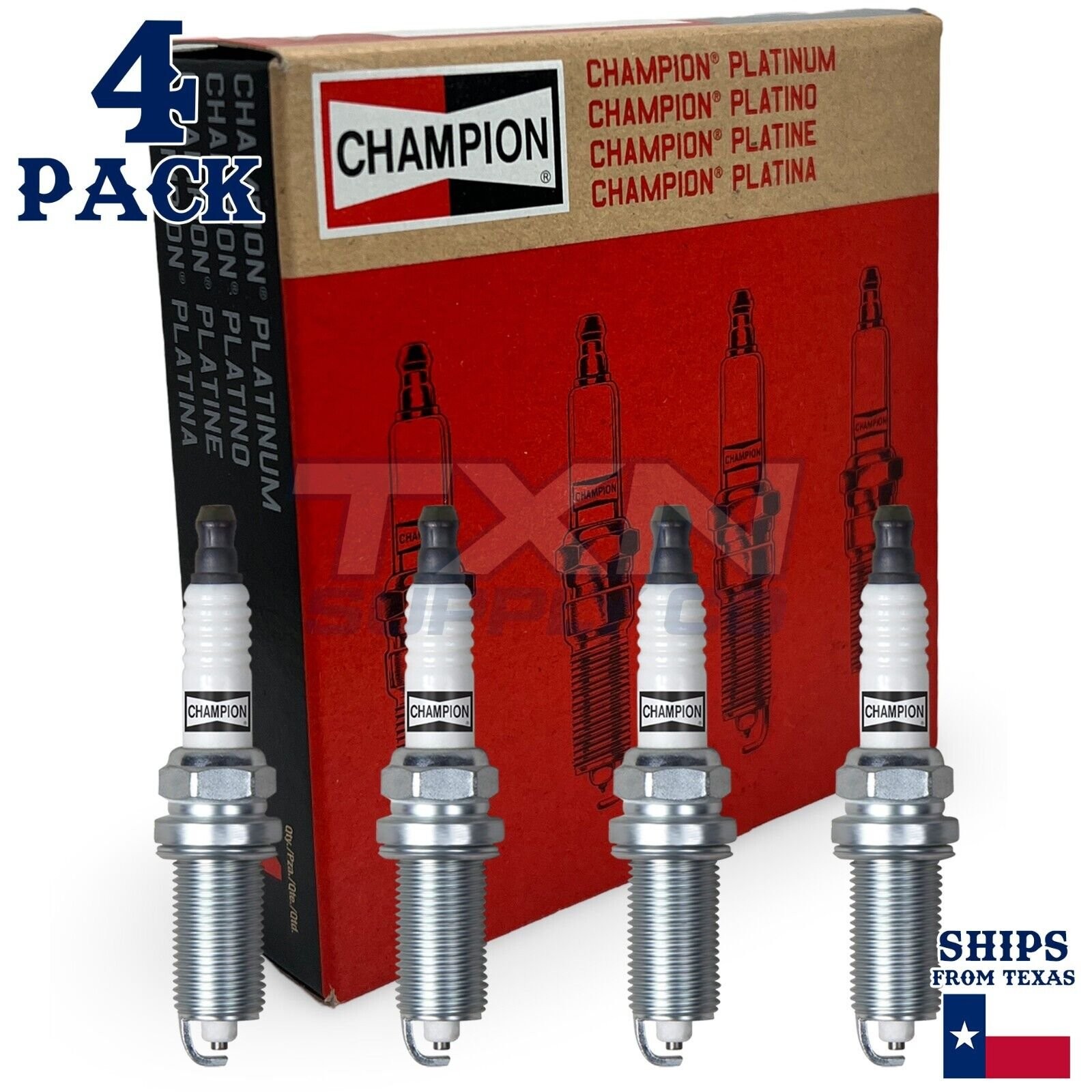 4 Pack Champion Platinum Spark Plugs for 2000-2004 Nissan Xterra 2.4L L4