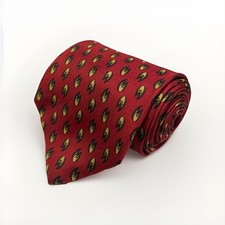 VTG 1990s Hastings Bay 100% Silk Red Yellow Flame Motif Tie 3.75” Made in USA