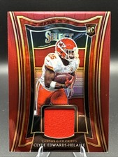 2020 Panini Select - Rookie Swatches Clyde Edwards-Helaire #RS-CEH Red Prizm 