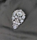 1930s Vintage Eisenberg Sterling Silver Rhinestone Dress Clip Brooch Pin