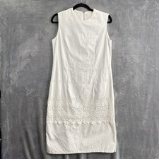 Vtg DON SOPHISTICATES Women Eyelet Sleeveless Dress Sz M White Spring 33-6