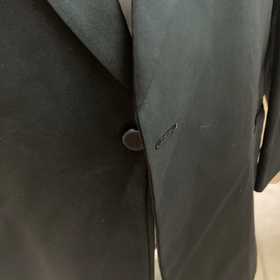 Men's Lord West Black Tuxedo Jacket Black Satin Peaks Lapelle 100% Wool 46XL - Image 3 of 4
