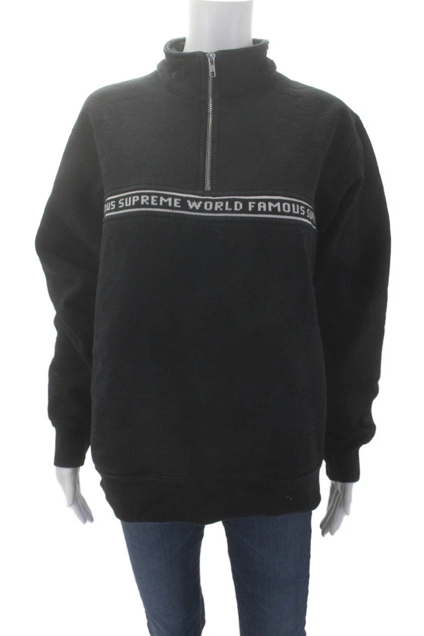 Sweat shirt manches longues col haut coton adulte unisexe suprême noir taille M
