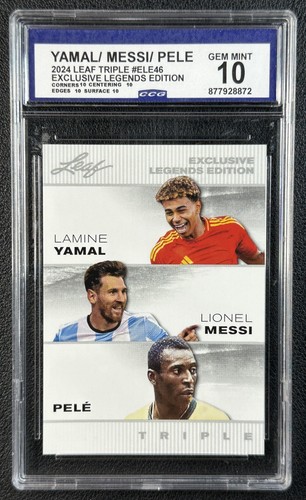 LAMINE YAMAL LIONEL MESSI PELE CCG 10 2024 LEAF EXCLUSIVE LEGENDS EDITION 8872