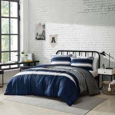 Nautica Heathered Block Microfiber Grey Comforter Set-