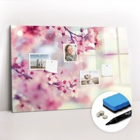 Glas Magnettafel KüChe BüRo Mit Marker Schwamm Magneten FrüHlingsblumen 90X60 Cm