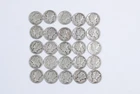 Lot of 25 Mercury Dimes, 90% Silver 1/2 Roll, Winged Liberty Coins, Half Roll