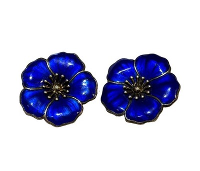 Danish Silver Guilloche Enamel Clip-On Earrings Hjertzell Olof Gunnar 50s-60s