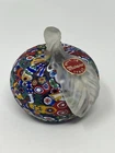 Vintage Murano Millefiori Glass Apple Paperweight w/ Original Sticker