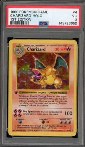 Pokemon Charizard Base Set Shadowless 1st Edition Holo Rare #4 PSA 3