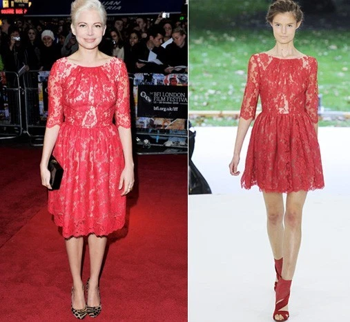 Erdem 2011 Runway Red Lace Embroidered A-Line Flare Cocktail Dress US 2 / UK 6 - Image 2 of 4