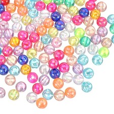100 Pcs 8 mm Acrylic Round Beads AB Colors Clear Beads with Hole, Colorful