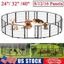 24"/ 32"/40" Dog Playpen 8/12/16 Panels Foldable Exercise Cage Pet Pen Dog Fence