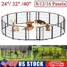 24"/ 32"/40" Dog Playpen 8/12/16 Panels Foldable Exercise Cage Pet Pen Dog Fence